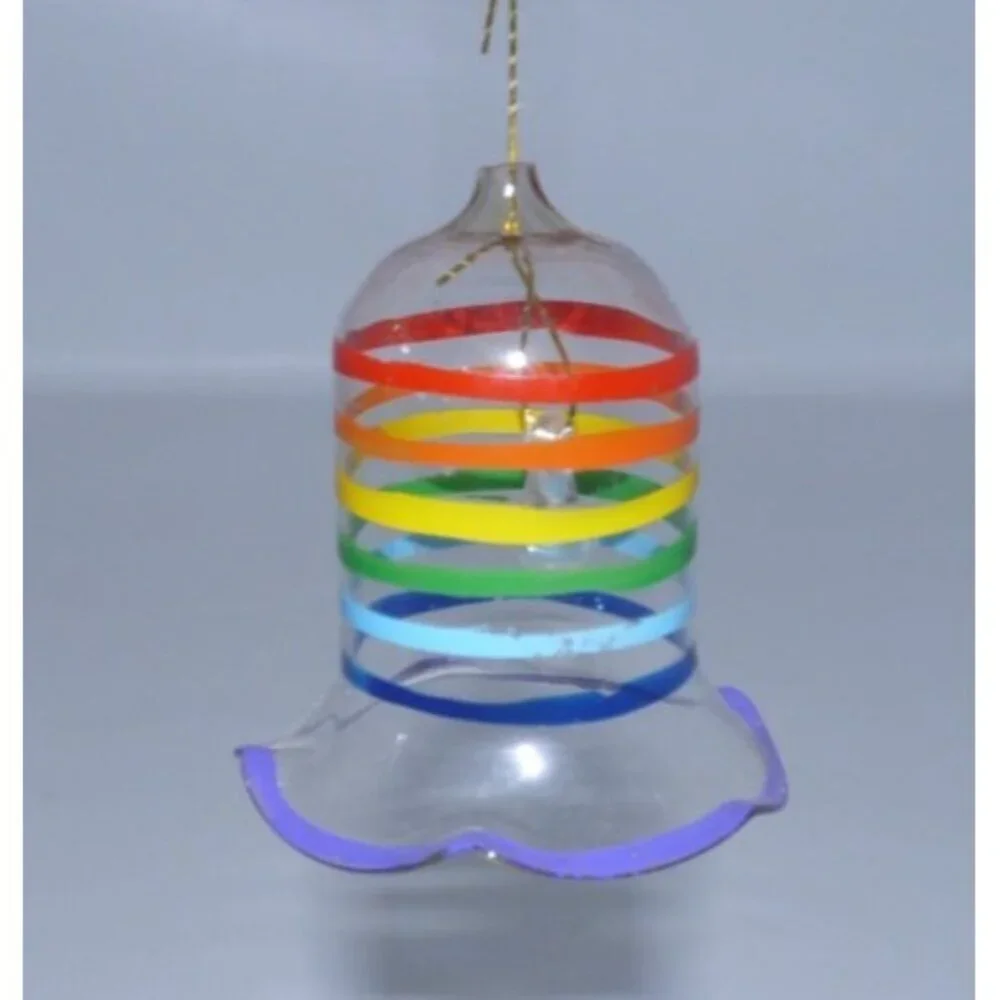 Two vintage glass ornaments hand blown bells 2-2.5
